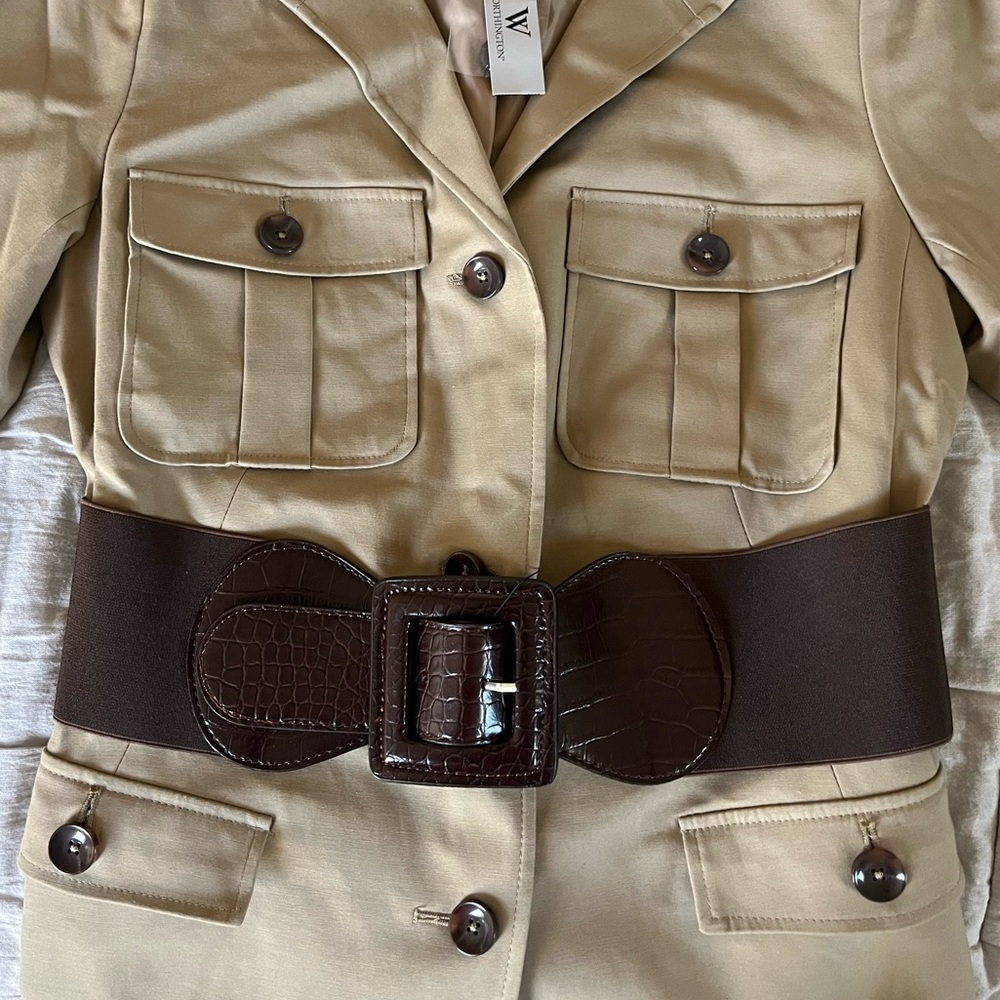 Worthington Women’s Jacket | Size M | Heritage Khaki | Belted | New With Tags - Picture 14 of 16